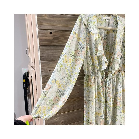 JUNE & HUDSON Sheer Floral Kimono Ruffle Tie Waist Women's Size M - Picture 4 of 15